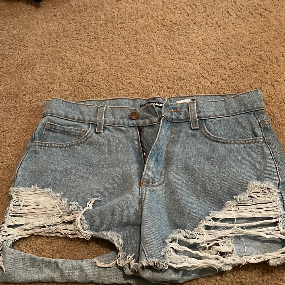 High waist fashion nova shorts with cut on left side